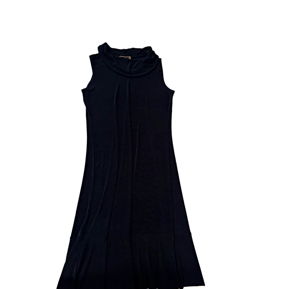 Mirasol Black Cowl Neck Sleeveless Long Sheath Knit Acetate/Spandex Dress L